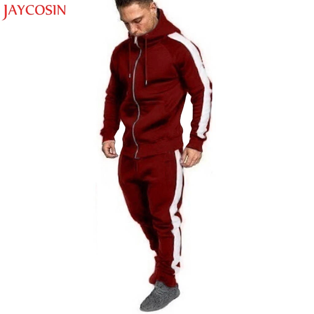 JAYCOSIN осень Для мужчин комбинезоны лоскутное молния печати комплект спортивный костюм на молнии печати толстовка с капюшоном спортивный костюм комбинезоны с длинными штанами z1207