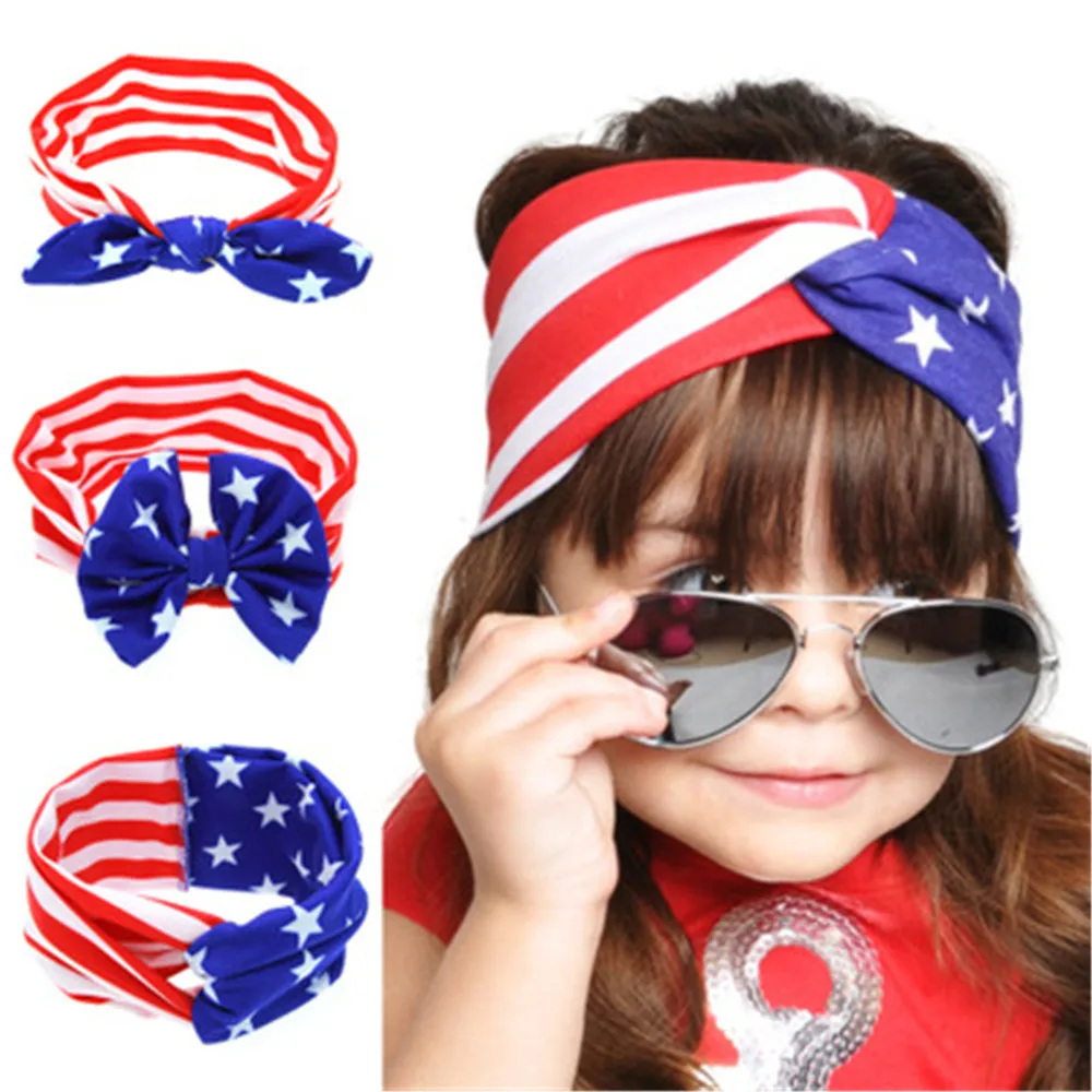 

American flag three styles Bow Knot Girl Headband Hair Boutique Accessories