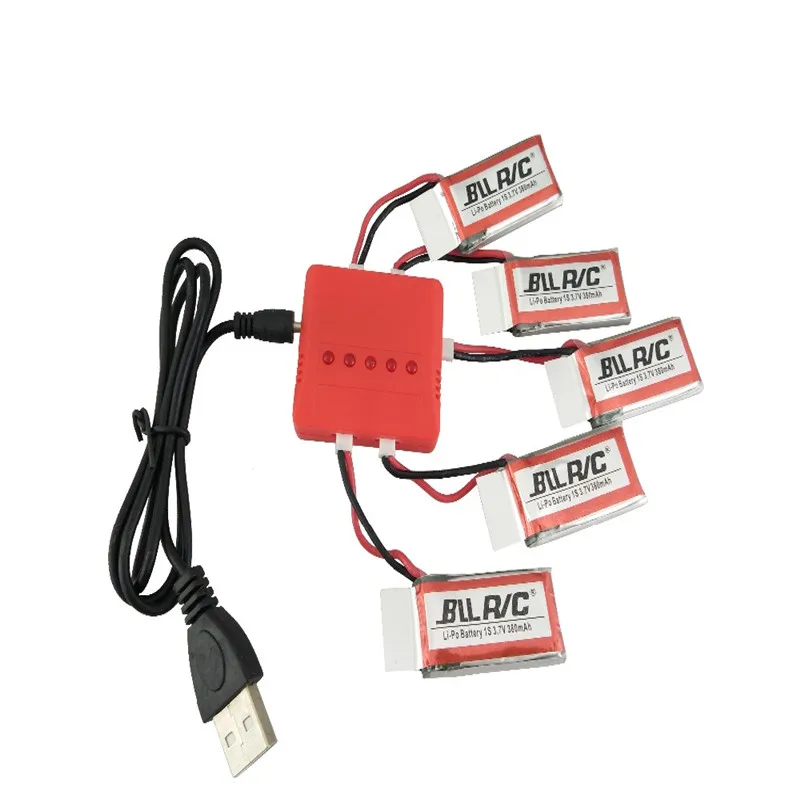 5 шт./лот 3 7 в 380 мАч Lipo аккумулятор 1 зарядное устройство для Hubsan X4 H107c H107d V252 SYMA X11C UDI