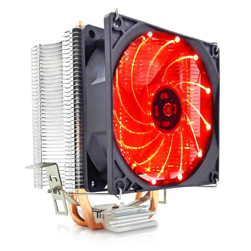 Цветной СВЕТОДИОДНЫЙ 3Pin RGB cpu охладитель радиатор 2 тепловые трубы тихий