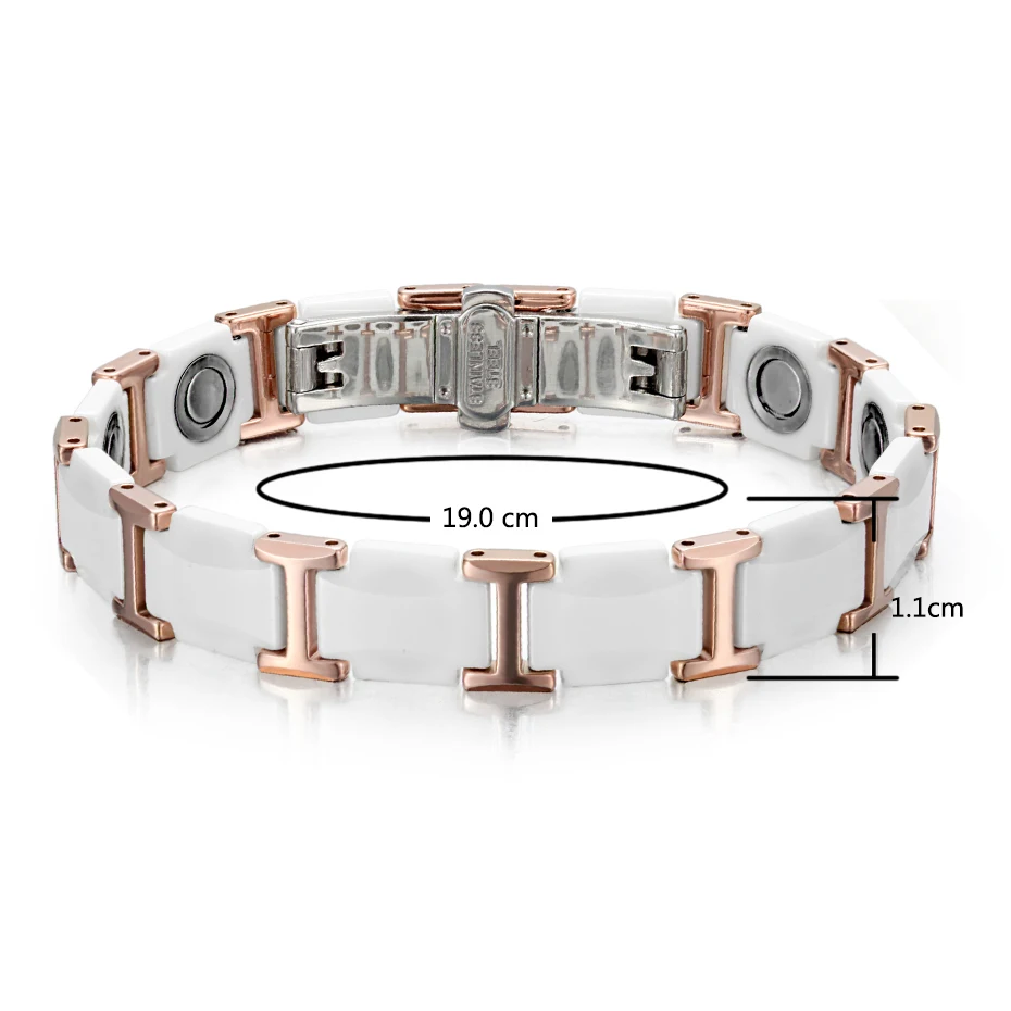 RainSo белый керамика Вольфрам сталь Магнитная браслеты для женщин Мода Роскошный