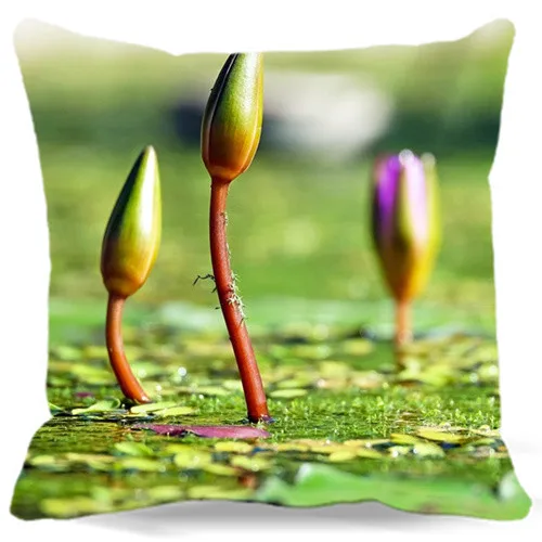 Цветущий красивый розовый фиолетовый лотос квадратный чехол для подушки хлопок