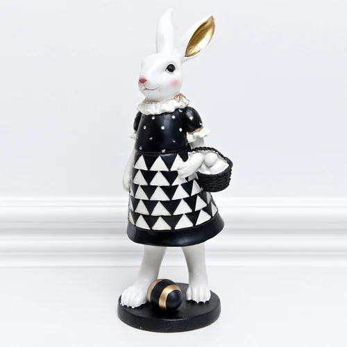 Rabbit with Basket Американский Корт, деревенский светильник, роскошные фигурки кролика, ручная работа, Черное золото, мисс кролик, скандинавский стиль, украшение дома, аксессуары - Цвет: Rabbit with Basket