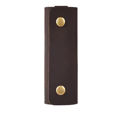 Dark brown Натуральная Воловья кожа маленький унисекс ключ кошелек натуральная Кожа винтажный тренд мини брелок сумка простой мужской брелок чехол держатель - Цвет: Dark brown