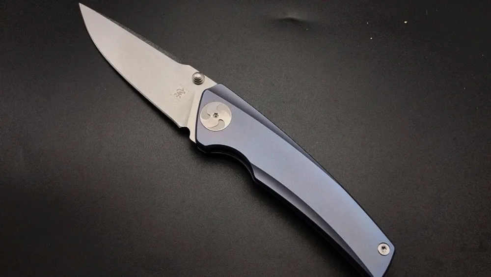 blue Титановый Maxace AIOROSU ZONG потертый подшипник компактный походный нож - Цвет: blue