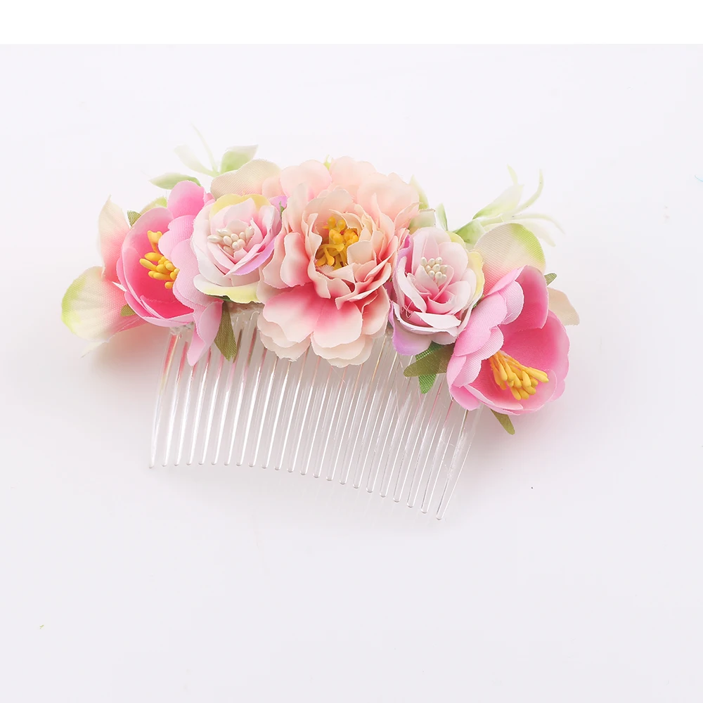 

Fabric Rose Hair Comb Handmade Wedding Bride Hair Comb Flower Headdress Beach Wedding Hair Accessories for women Beach Photo