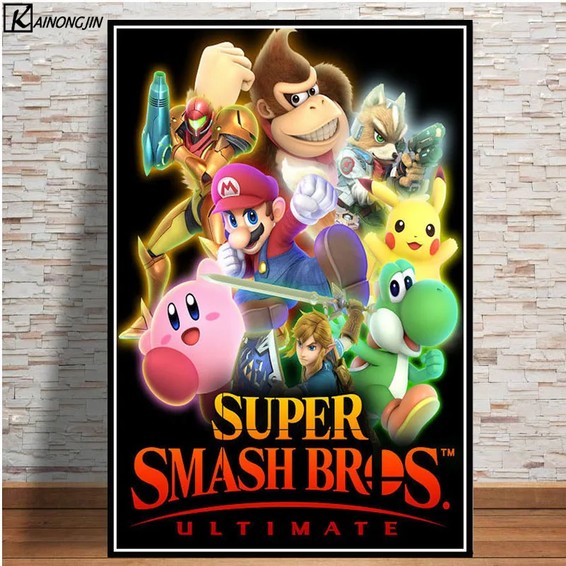 002 Книги по искусству плакат Super Smash Bros Ultimate аниме плакаты и принты холст настенная живопись картина номер украшения дома - Цвет: 002