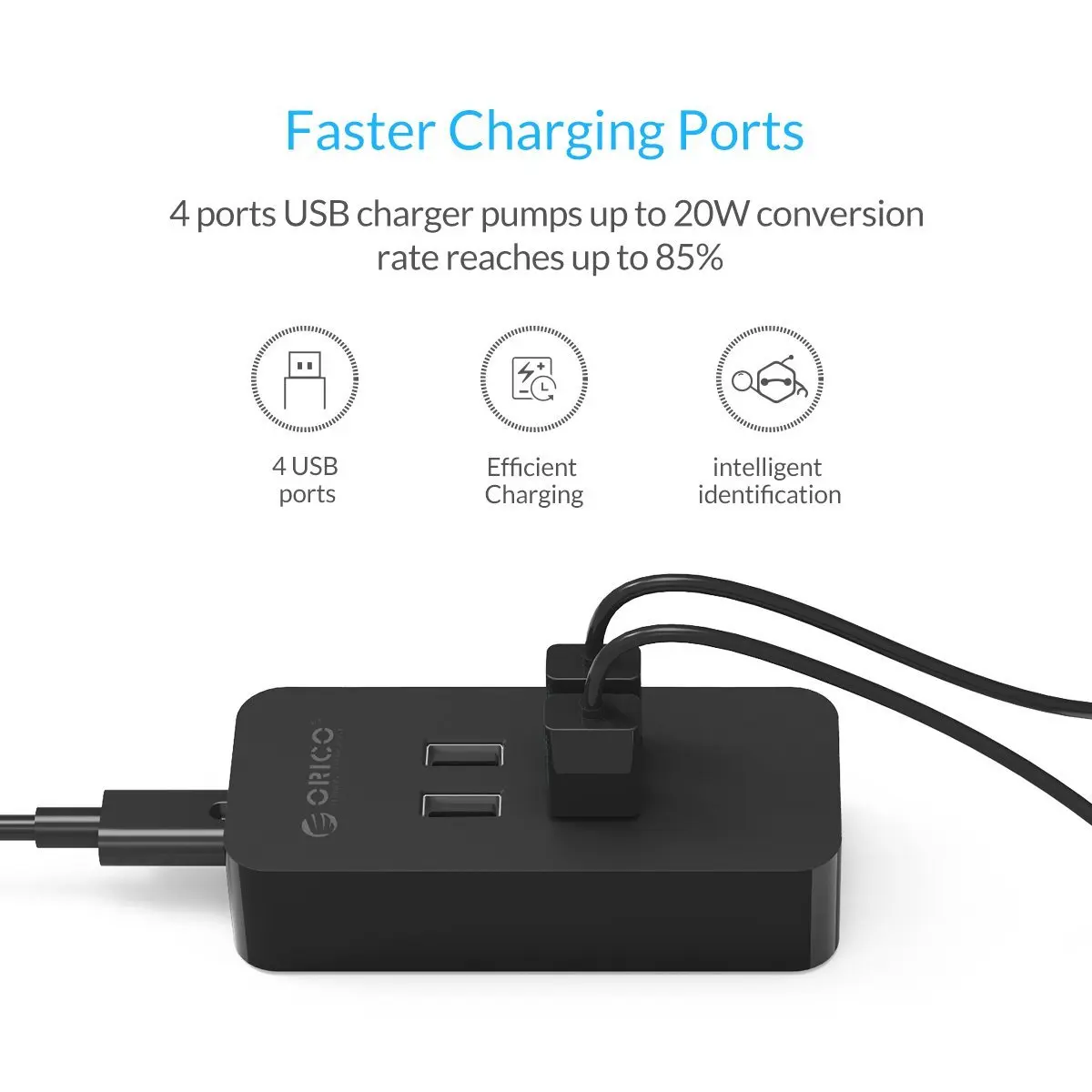 ORICO 4 порта USB зарядное устройство 5V2. 4A Макс 20 Вт мини настольное для iPhone 7 7plus iPad Air 2