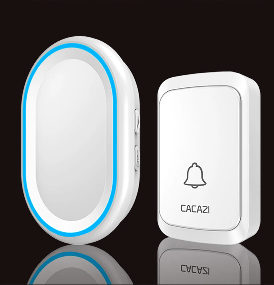 CACAZI дома беспроводной Intelligent дверные светодиодный звонки LED ночь легкий колокольчик водостойкий 58 куранты 300 м удаленного 3 кнопки 1 приемник США ЕС Plug