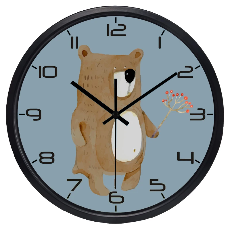 Настенные часы с милым медведем для детей фирменные глубокого сна без звука из