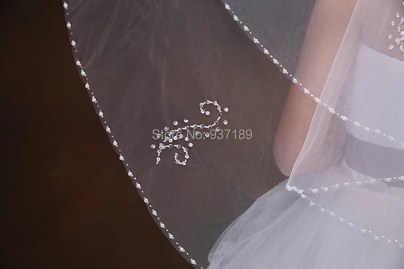

Elegant Single Layer Floral Beaded Edge Waltz Length Bridal Wedding Veil
