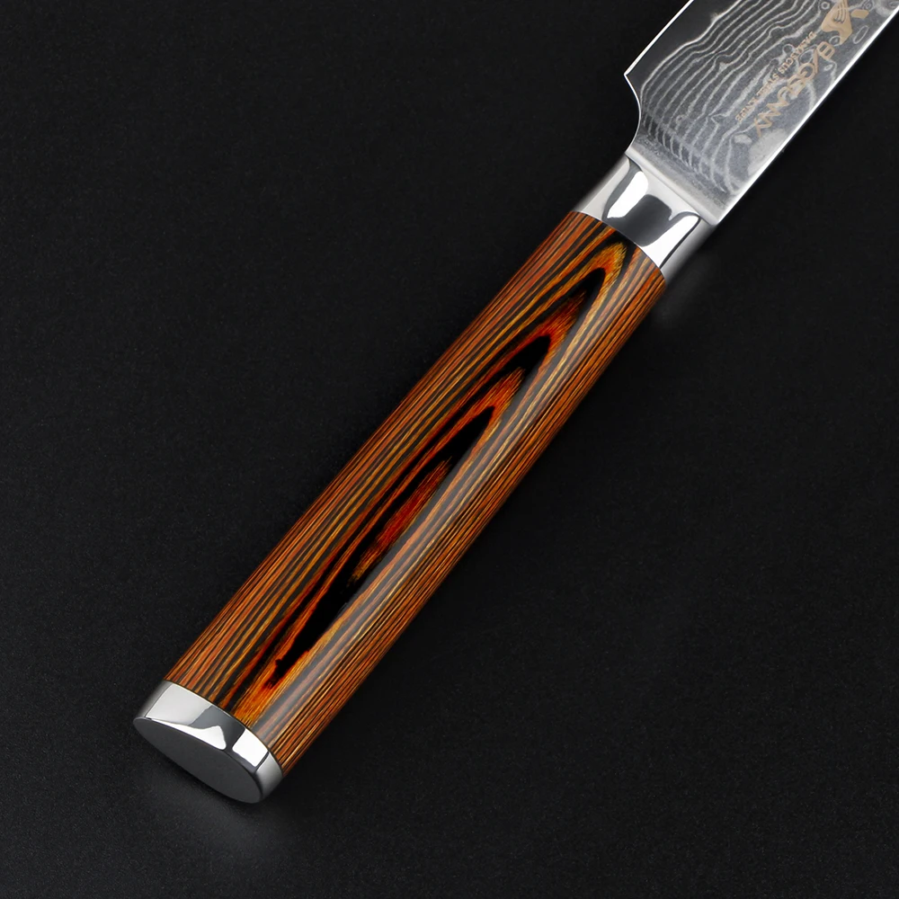 BIGSUNNY Utility Knife peeling 5&quot Inch Cutlery Damascus Steel Kitchen Pakka Wood Handle | Дом и сад