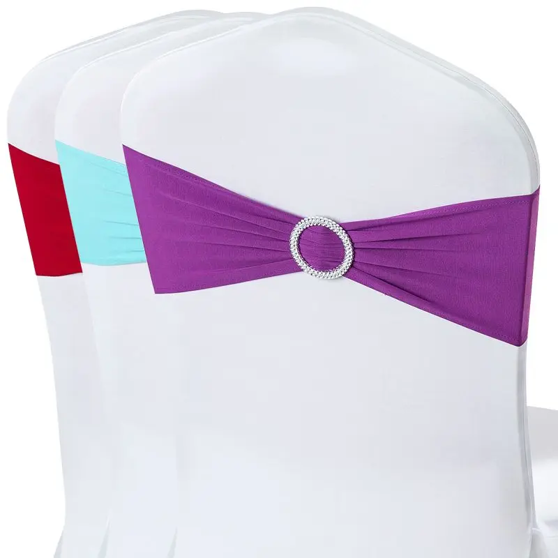 Повязка на стул из лайкры 100 шт. Эластичный Бант спандекса с круглым кольцом для