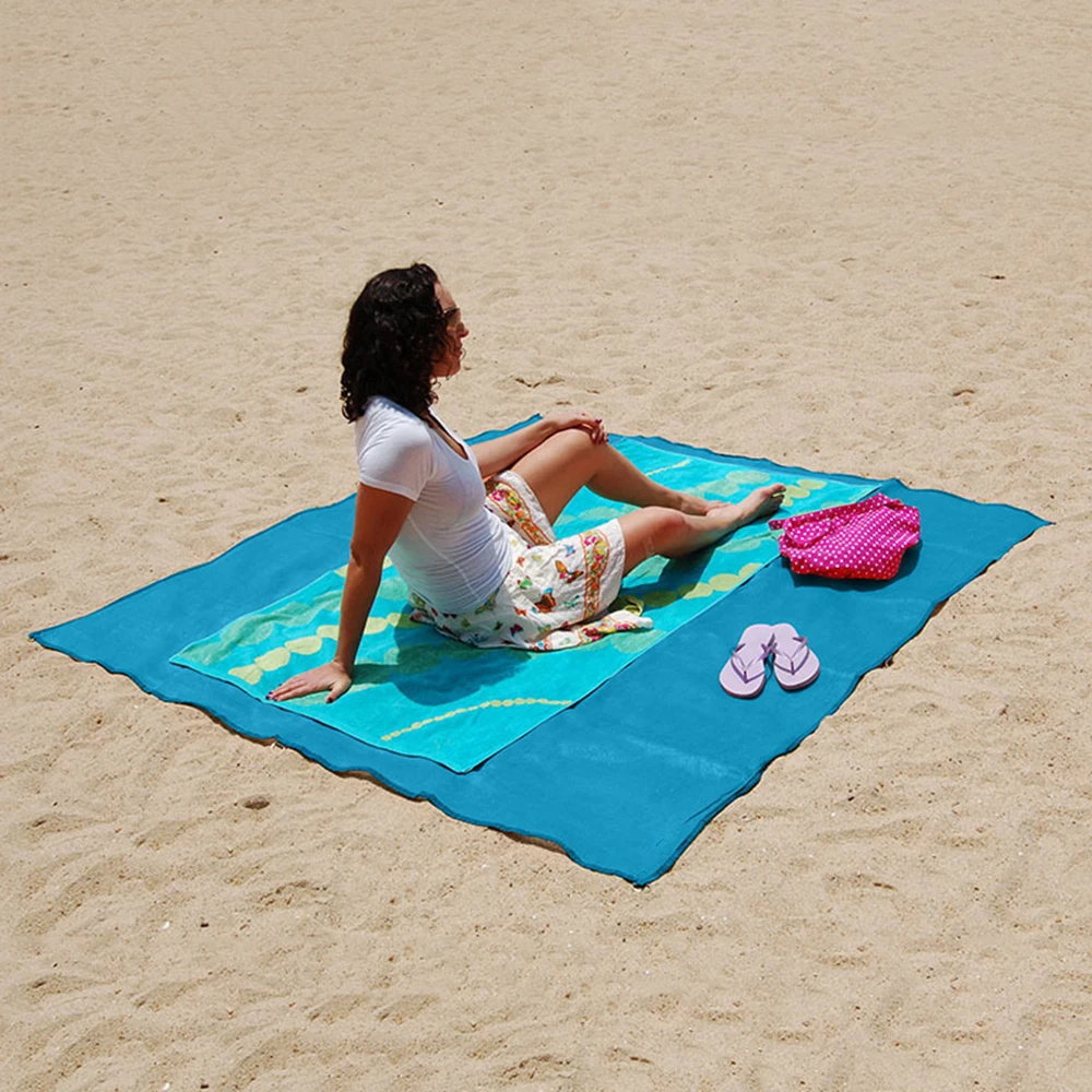 Пляжный коврик портативный волшебный с песком полиэстер противоскользящий - Фото №1