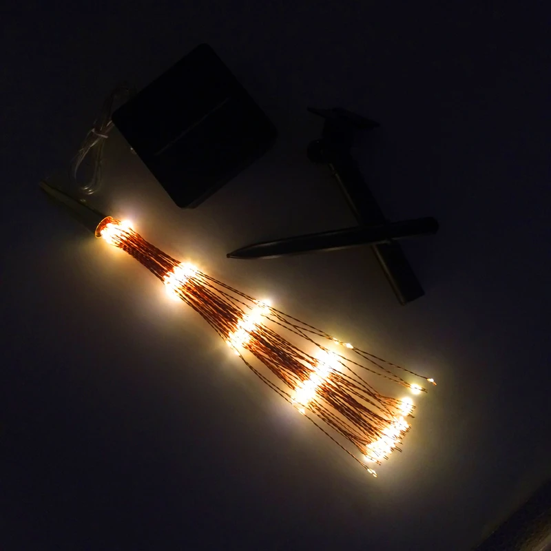 120Led 200 светодиодная Солнечная лампа Starburst струнная лампа медный провод солнечная панель Питание фея DIY фейерверк Рождество взрыв свадебный свет