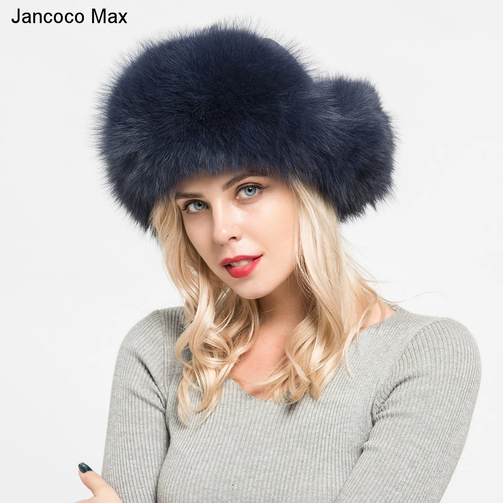 Jancoco Max, шапки-бомберы из натурального Лисьего меха, зимние толстые теплые шапки, Женские ушанки, Непродуваемые шапки S7147