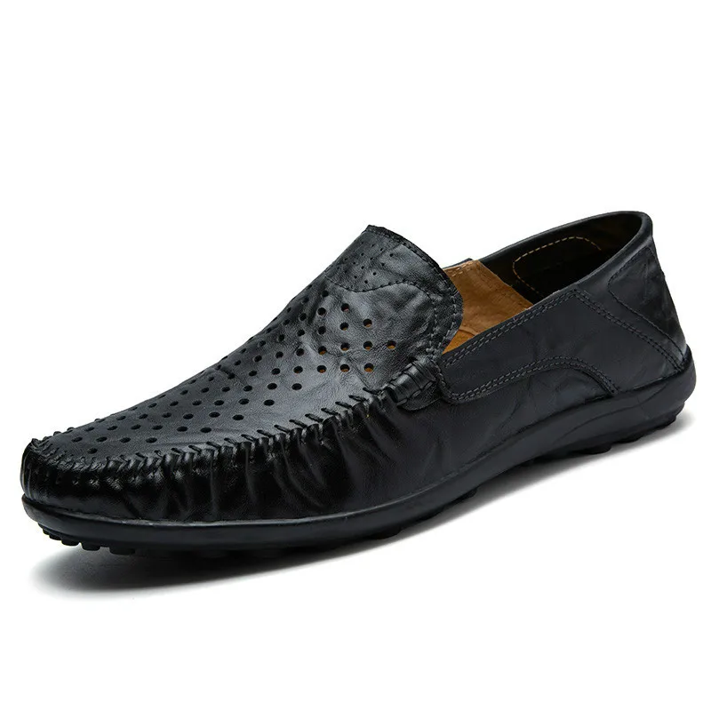 Summer Men Shoes Casual Luxury Brand Genuine Leather Italian Loafers Moccasins Slip on Mens Driving Large Size | Обувь