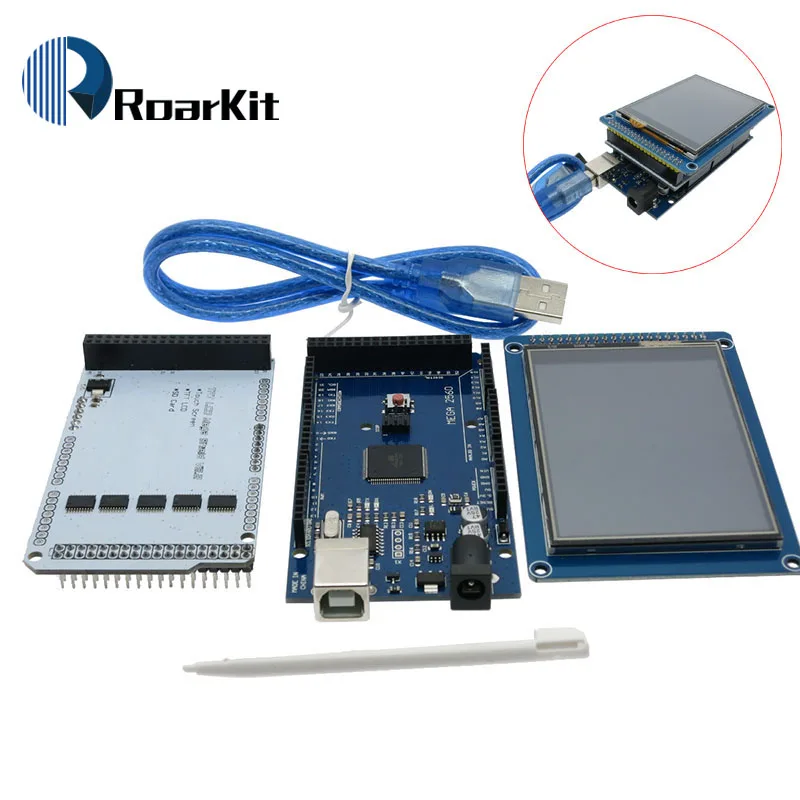 3," TFT LCD сенсорный экран 320X240 ILI9341+ TFT 3,2 дюймов экран+ Mega 2560 R3 с usb кабелем для Arduino комплект - Цвет: set