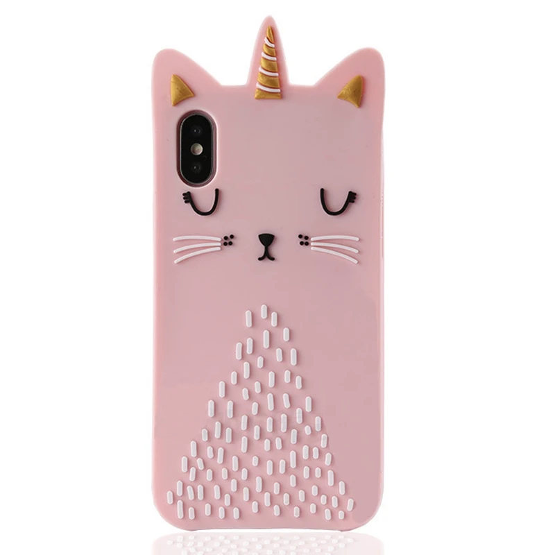 lucky cat Резиновый чехол с 3D милым стежком единорогом и котом для iPhone 7, 6, 6S Plus, 5S, SE, мягкий силиконовый чехол с мультипликационным принтом для iPhone X, XS, 8, 7, 6 S, чехол - Цвет: lucky cat