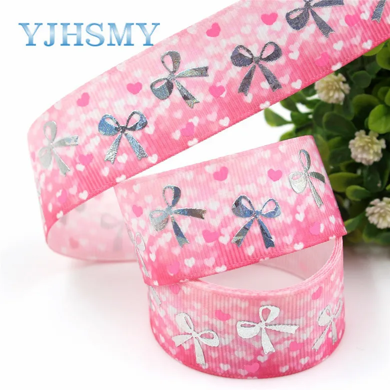 I-19326-770 YJHSMY I-19326-770 25 мм 10 ярдов Лазерная Серебряная Милая мультяшная любовь напечатанная лента гросгрен DIY ручной работы головные уборы свадебный подарок обертывание - Цвет: I-19326-770