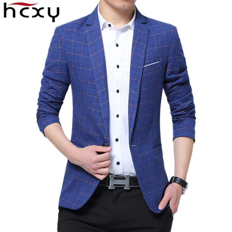 Новый роскошный мужской блейзер HCXY 2019 модный брендовый хлопковый облегающий