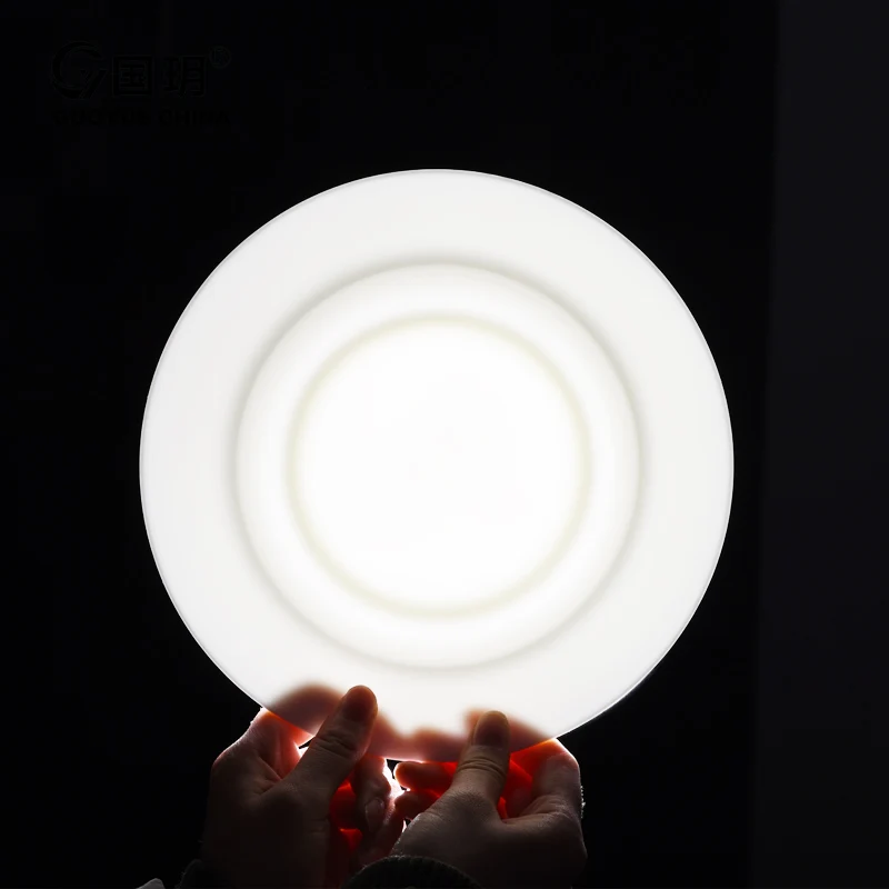 

The white bone china tableware flat ceramic household meal tray dish soup dumplings concise disc plate