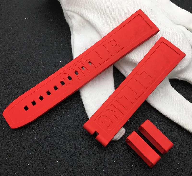 Роскошный брендовый резиновый ремешок для часов 22 мм черный темно синий красный