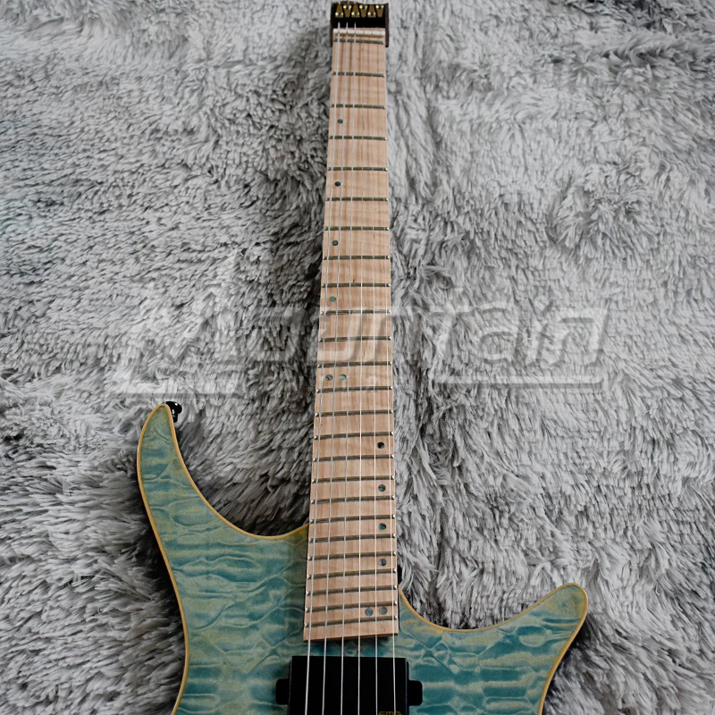 Горная безголовая гитара 6 струнная электрогитара fanned fret Ольха тела стеганая Кленовая жареная Шея