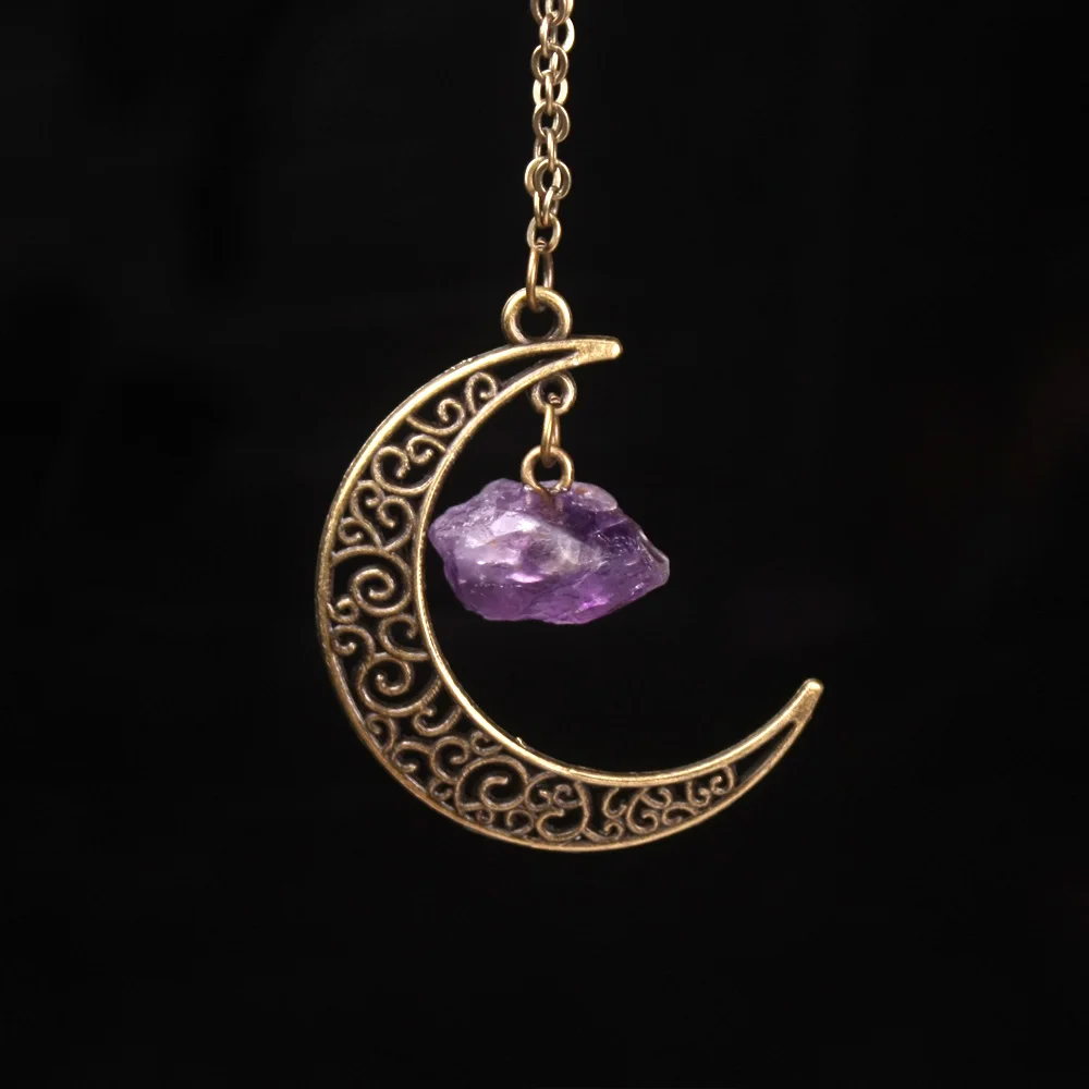 Винтажный Galaxy Moon Кристальный полумесяц фиолетовый древняя бронзовая фиолетовая