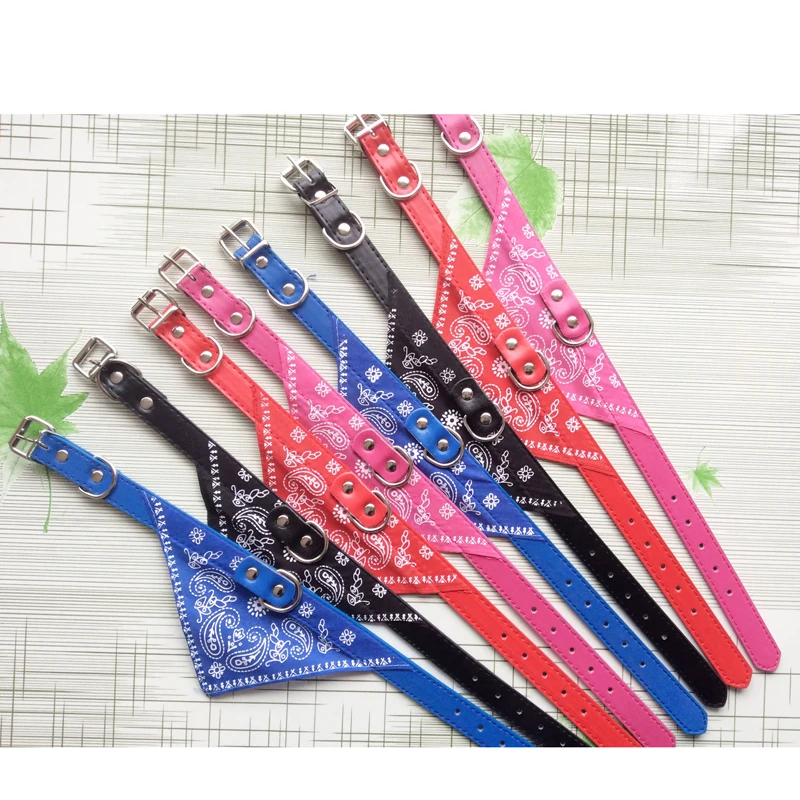 Регулируемый ошейник для домашних животных кожаный щенков кошек бандана