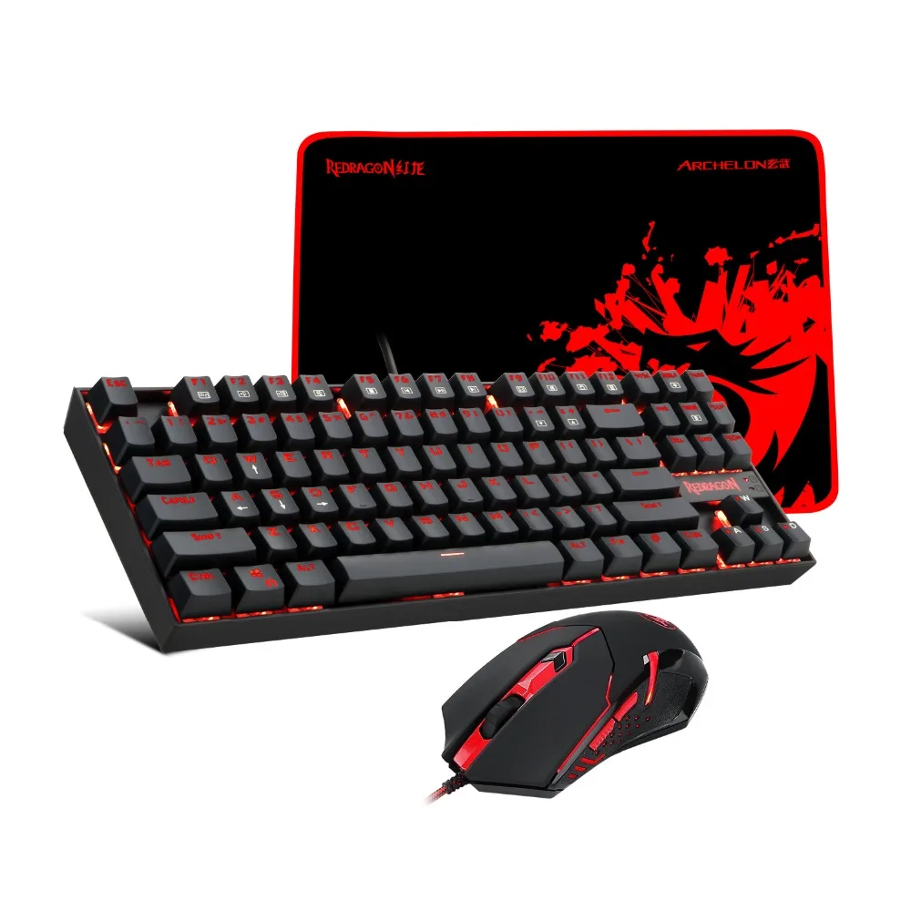 Redragon игровая клавиатура Мышь и коврик комбо синий переключатель красная
