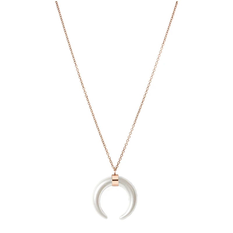 rose gold Mavis Hare 3,5 см натуральный жемчуг луна ожерелье с нержавеющей стали серебро/золото/розовое золото звено цепи как подарок на день Святого Валентина - Окраска металла: rose gold