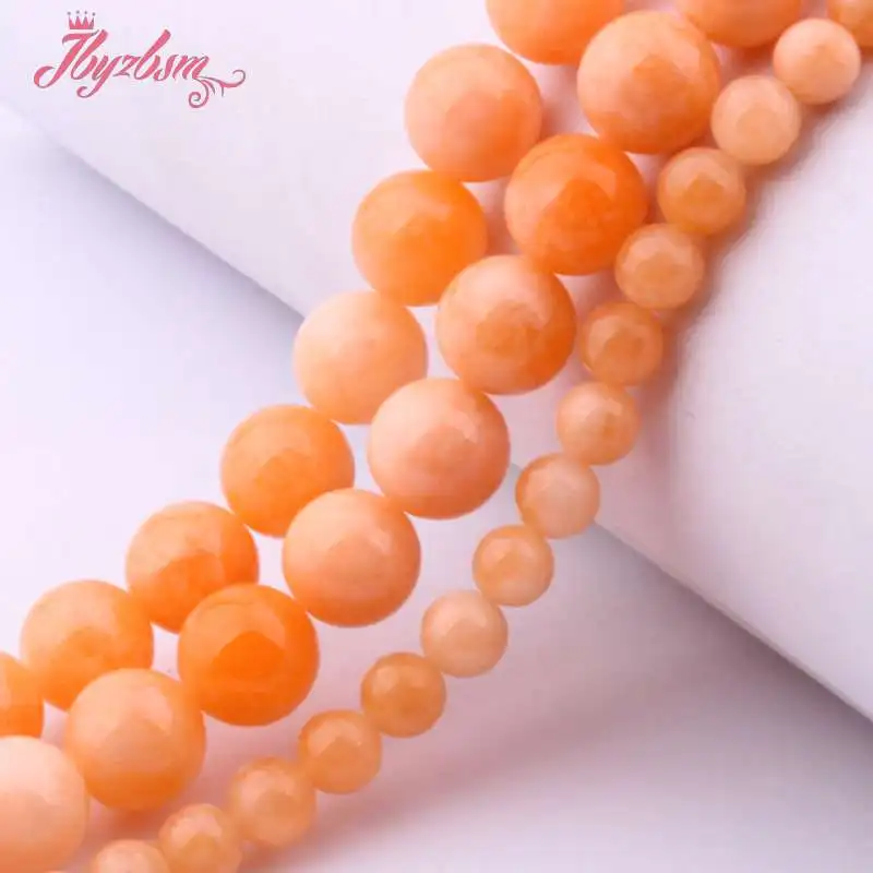 6 8 10 12mm Smooth Round Beads Ball Orange Candy Jades Stone For DIY Necklace Bracelets Jewelry Making 15&quot Free Shipping | Украшения и