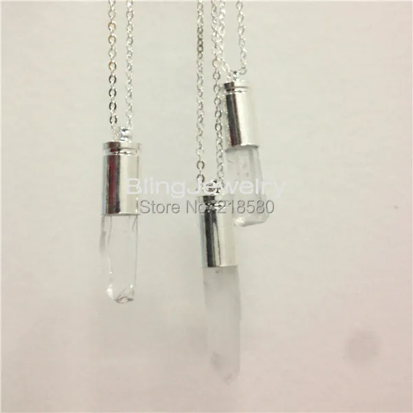

SN-001 Healing Crystal Point Necklace,Raw Clear Quartz Crystal Bullet Necklace Gold or Silver