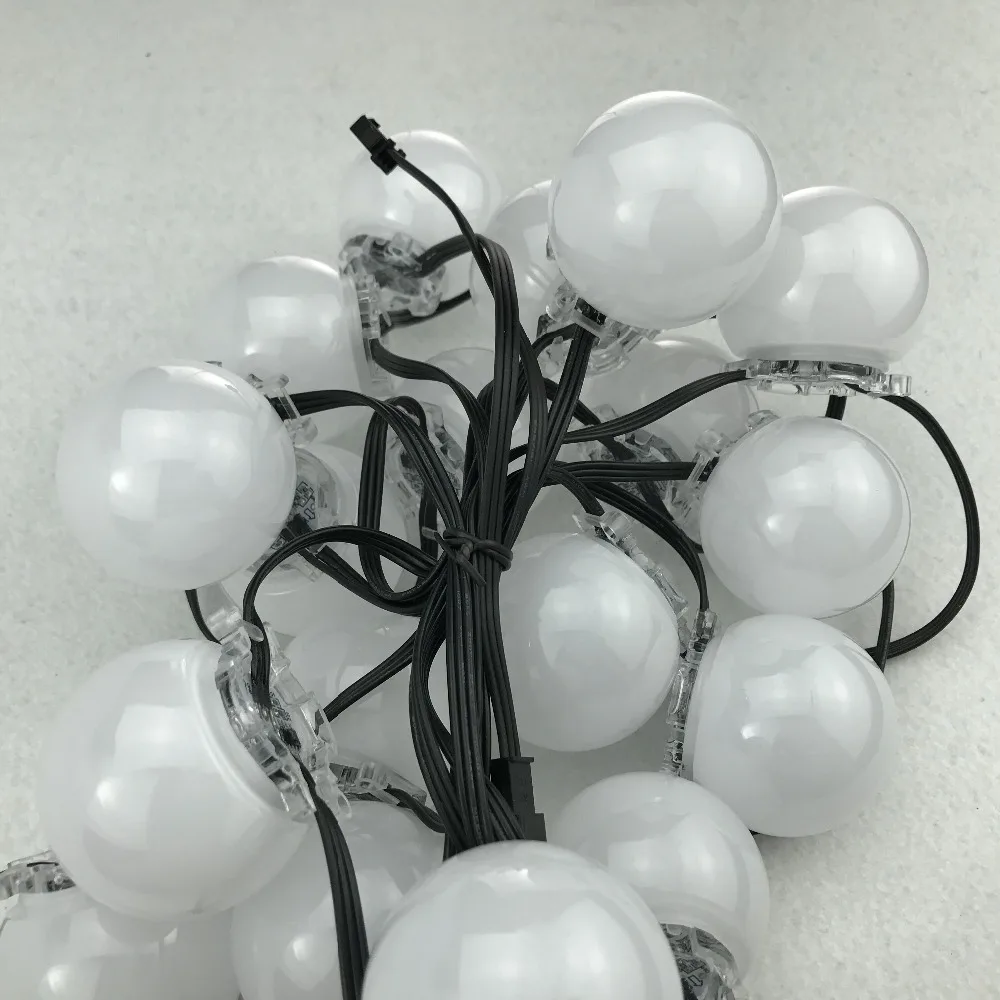 WS2811 DC12V адресуемый RGB Полноцветный пиксельный модуль; класс IP68; матовая крышка 50 мм; основание 30 мм; 3 светодиода; 0,72 Вт; 18AWG полностью черный провод