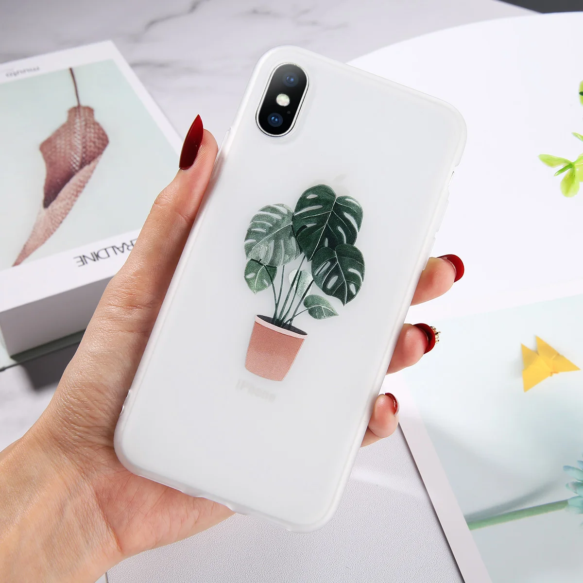 7171 Чехол для телефона Moskado Leaves Potted Plants для iPhone 6, 6s, 7, 8 Plus, X, XS, XR, XS Max, 5, 5S, SE, банановый лист, матовый мягкий чехол из ТПУ - Цвет: 7171