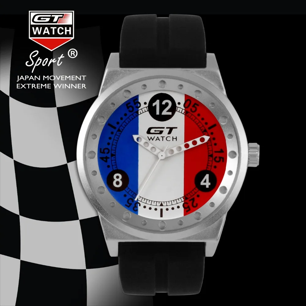 GT часы лучший бренд спортивные мужские Силиконовые кварцевые с немецким флагом F1