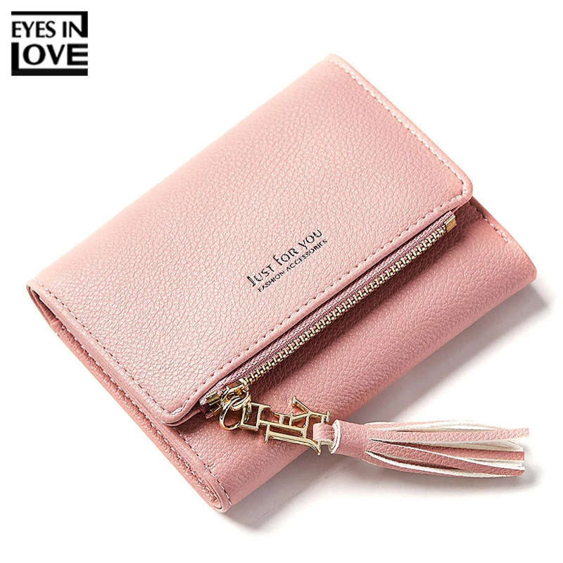 

EYES IN LOVE Tassel Women Wallets Zipper Coin Purse Synthetic Leather Ladies Small Card Wallet Fashion Female Clutch Carteira