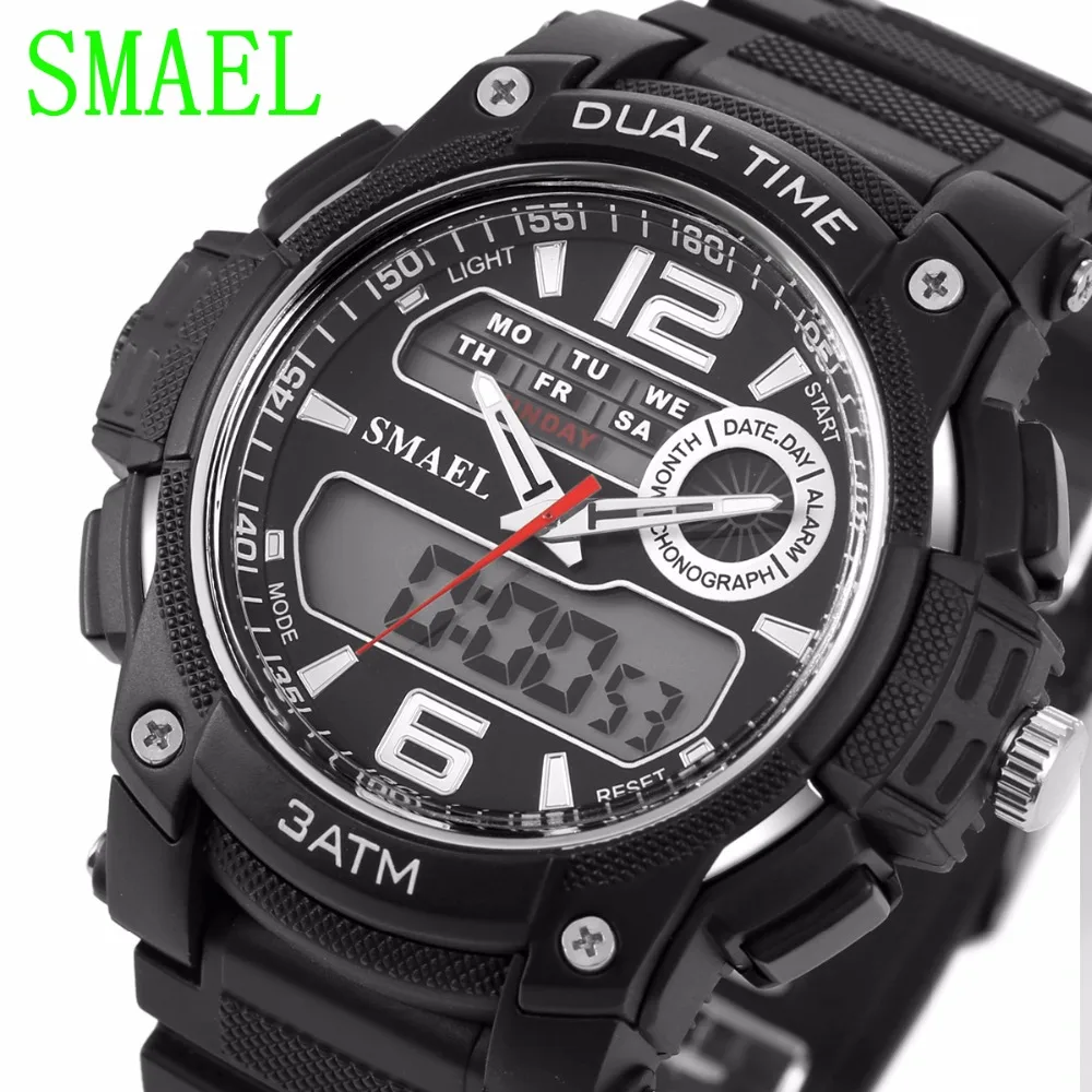 

Watch Sports 1326 Big Dial Shock Military Sport Watches For Men PU Watch Strap Waterproof Dual Time Digital-Watch relojes hombre