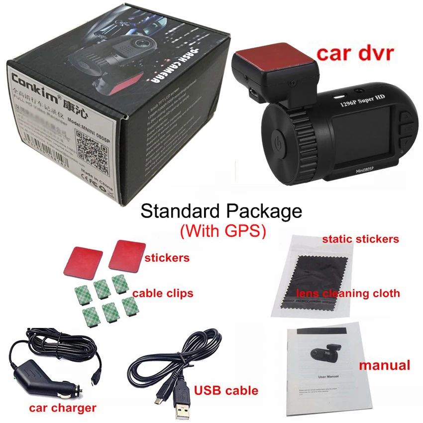 

Conkim Mini 0805P Car Camera Full HD 1296P Dash Cam ADAS LDWS Pro Capacitor Driving Recorder Auto Registrar Parking Hard Wire Ki