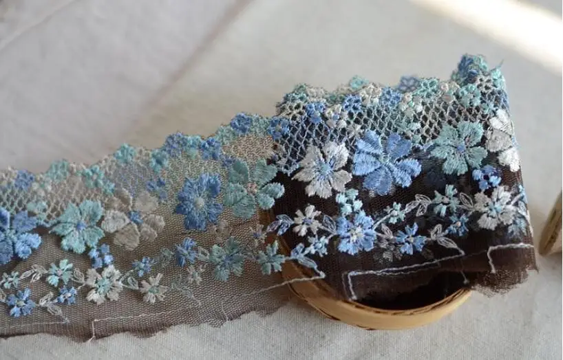 3Метровая ширина 8см черная и кофейная сетчатая вышивка кружевная отделка ленты для одежды, ободок, свадебный подарок, аксессуары DIY SC527.