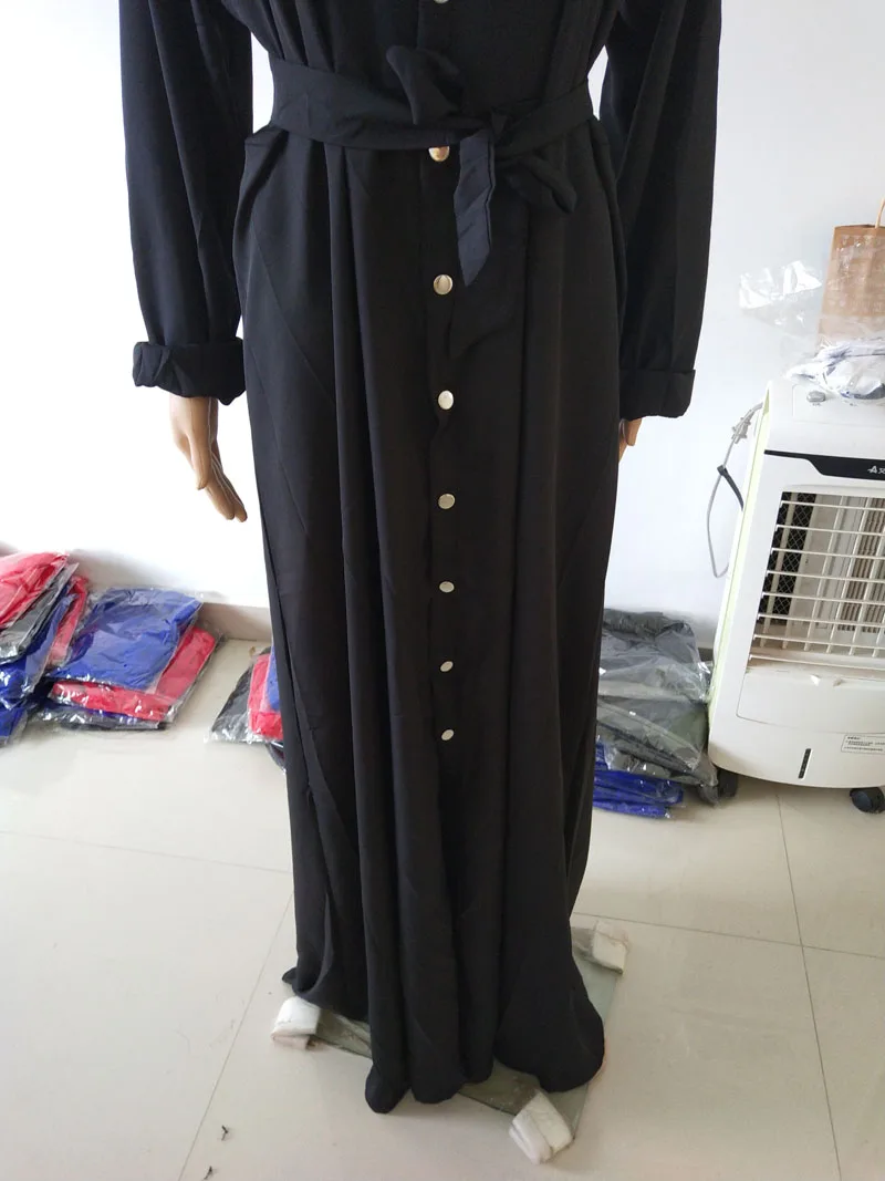 5XL размера плюс весеннее шифоновое платье с длинным рукавом и пуговицами женское