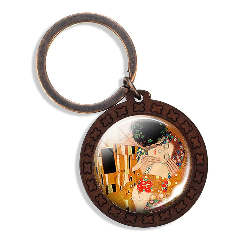 Деревянный брелок Gustav Klimt с художественным рисунком поцелуй деревом жизни