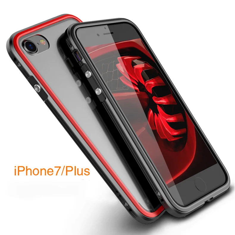 Роскошный металлический бампер для iphone 7, чехол-накладка, прозрачная алюминиевая рамка, противоударный чехол для телефона для iphone 7 Plus, прозрачный металлический чехол - Цвет: black red