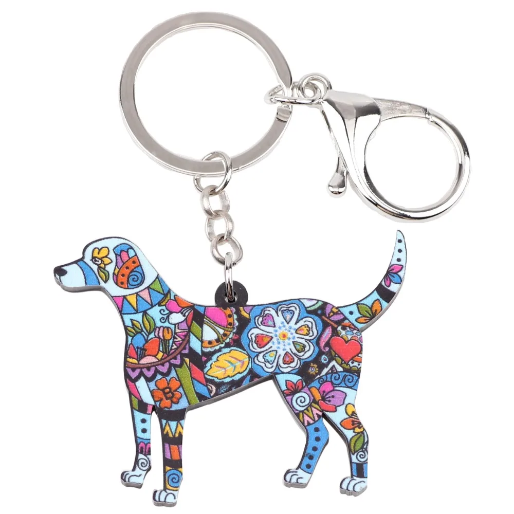 Bonsny Acrylic Dog Jewelry Puppy Beagle Pets Key Chain Ring Pom Gift For Women Girl Bag Charm Keychain Pendant | Украшения и