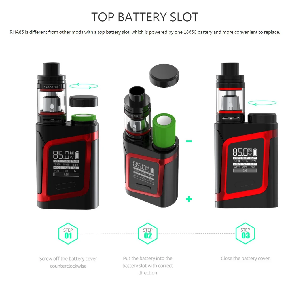 Предварительный заказ Smok RHA85 комплект Max 85 Вт с 3 мл TFV8 детский бак VW/TC/память