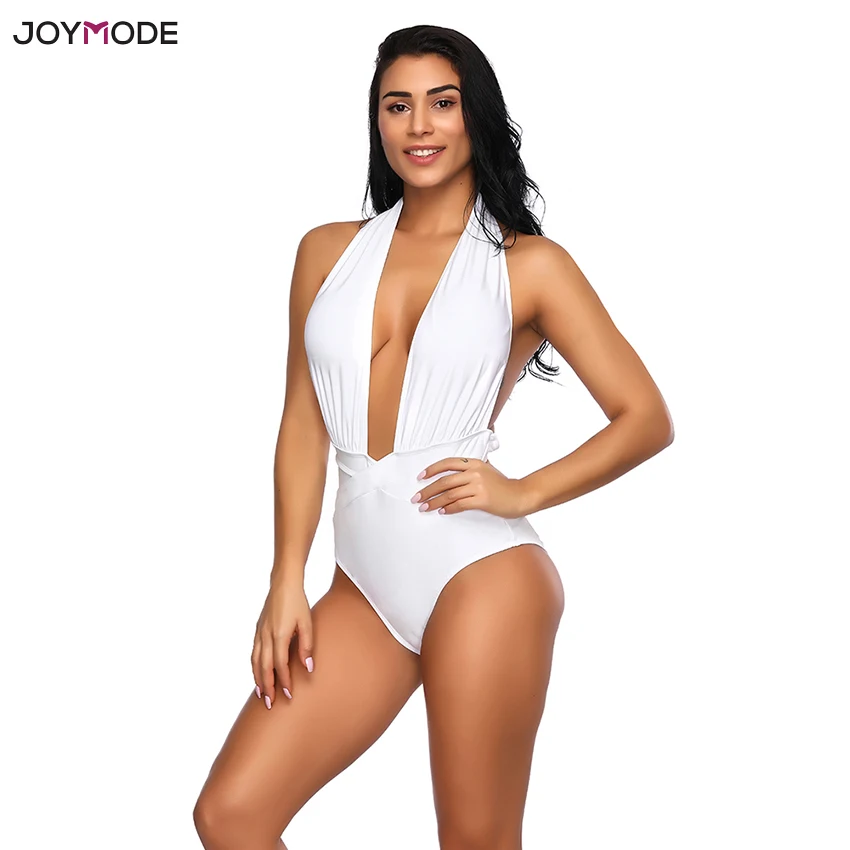 Новинка 2018 монокини JOYMODE с глубоким V образным вырезом сексуальный Полосатый