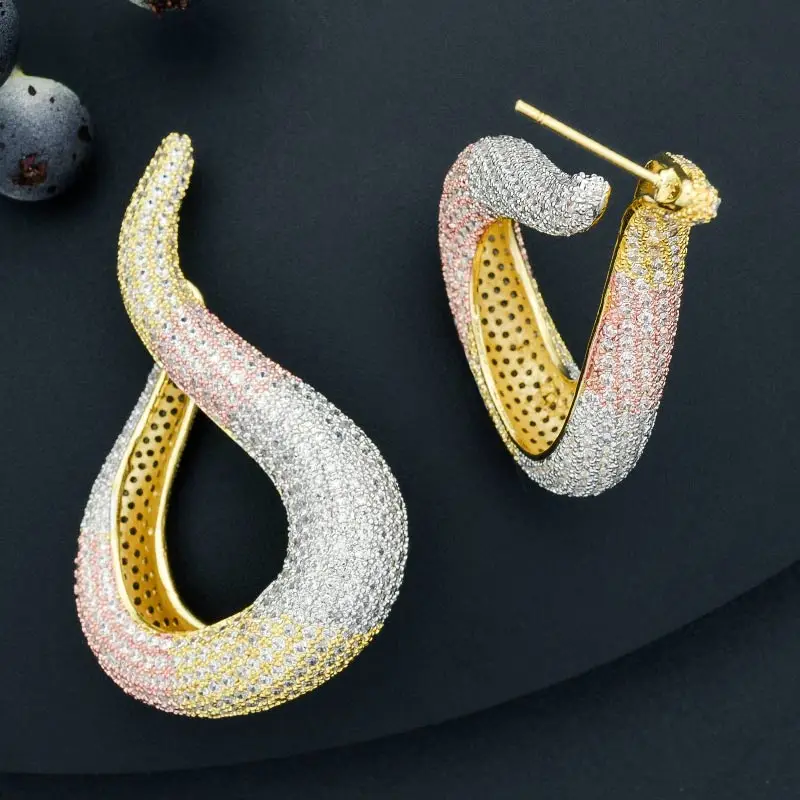 Роскошные Модные серьги ModemAngel в форме капли воды с микрозакрепкой и кубическим