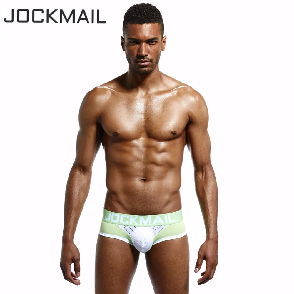 JOCKMAIL Мужские дышащие брифы с выпуклыми чашками сексуальные нейлоновые сетчатые