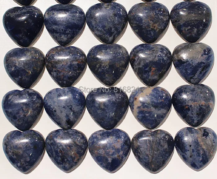 

( 12 Pieces/lot) 10mm 20mm New Sodalite Semi-precious stone stone Heart Dome CABs Cabochons Flat Backed stone Cabochon Beads